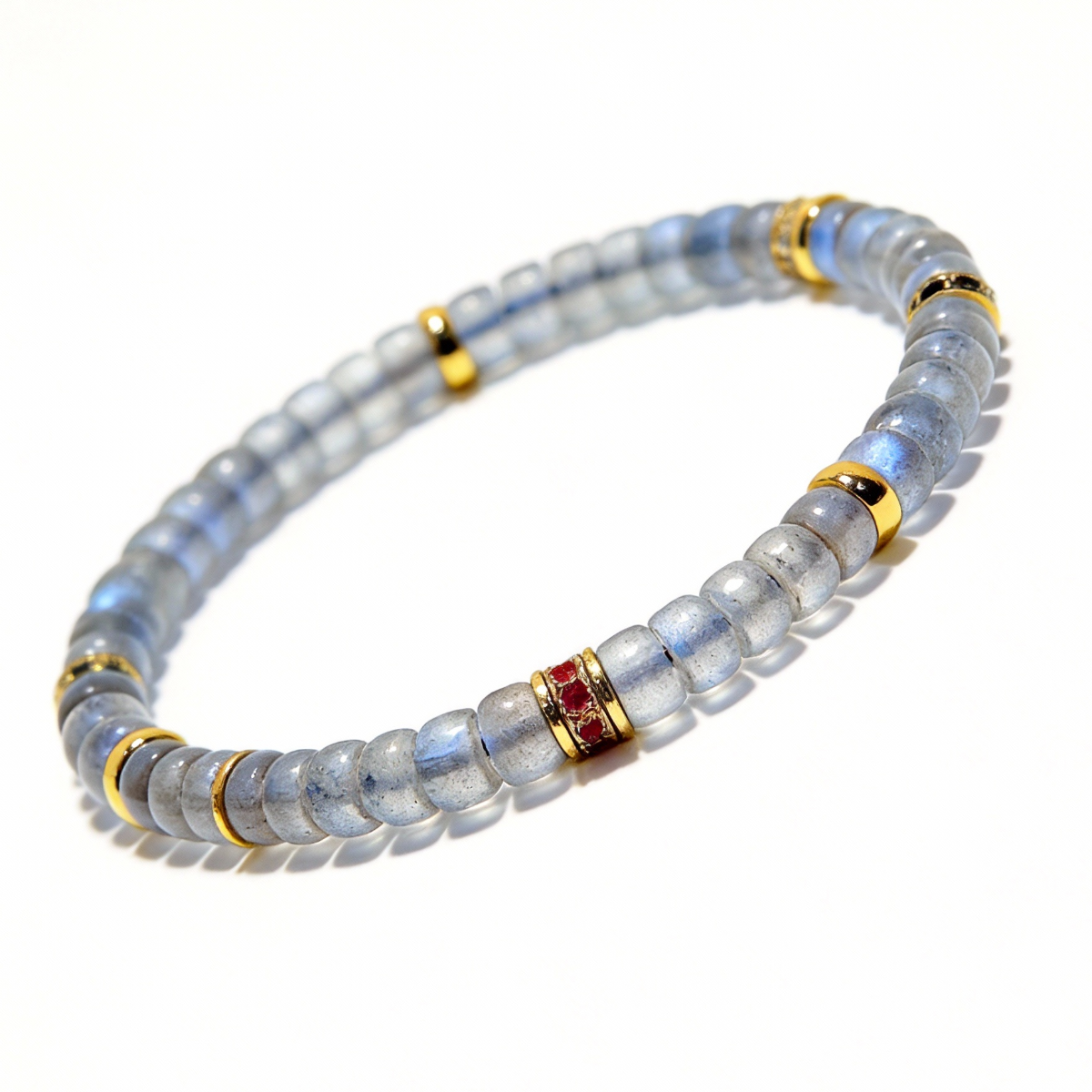 Moonlit Gray Labradorite Disc Bracelet
