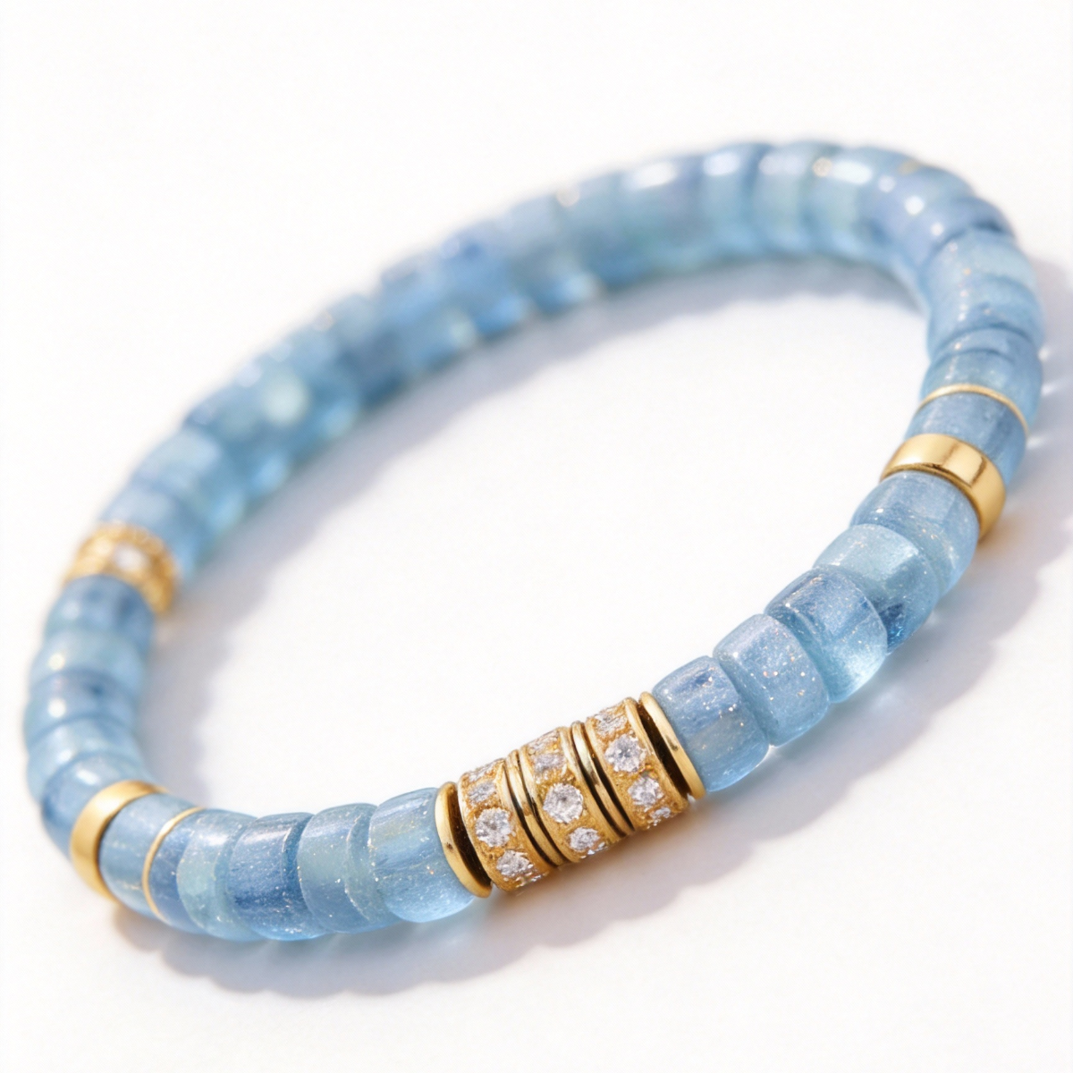 Sky Mist Blue Crystal Disc Bracelet