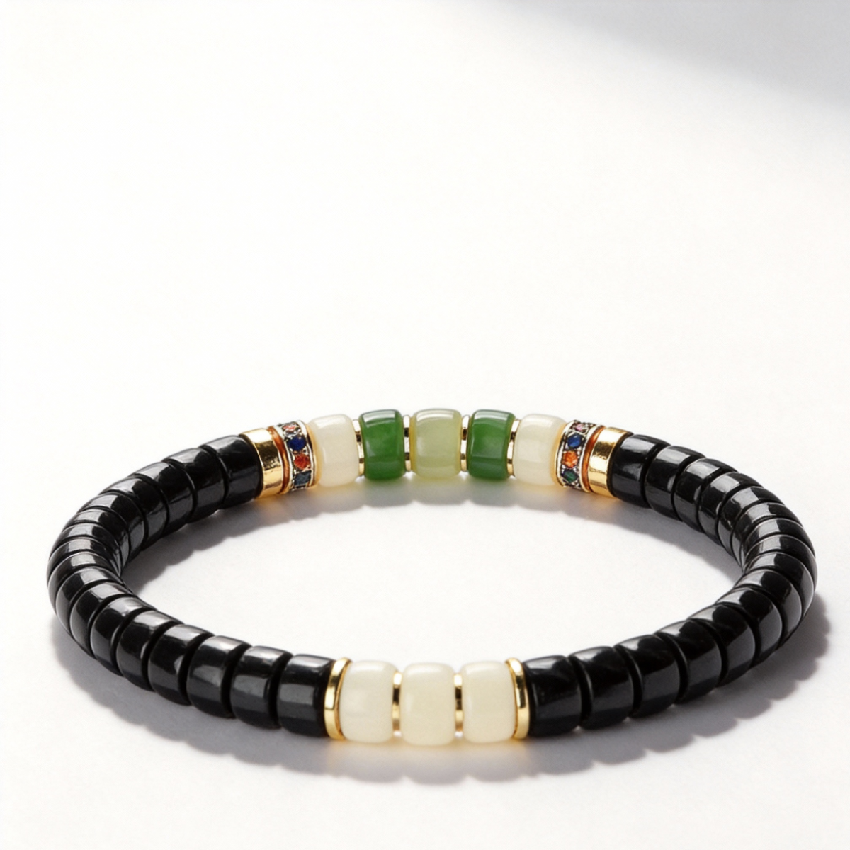Jade-Accent Heishi Bracelet