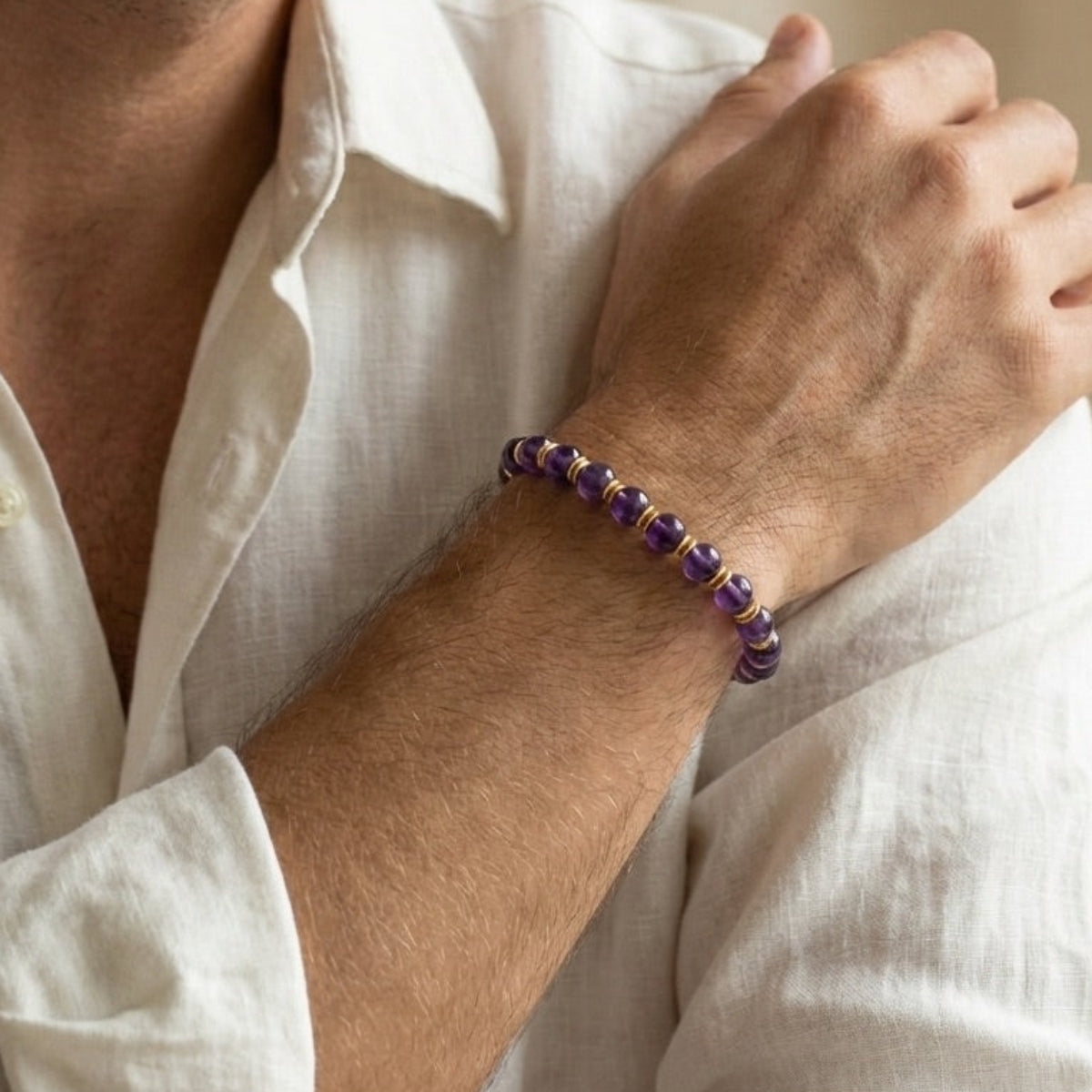 Golden Iris Amethyst Crystal Bracelet