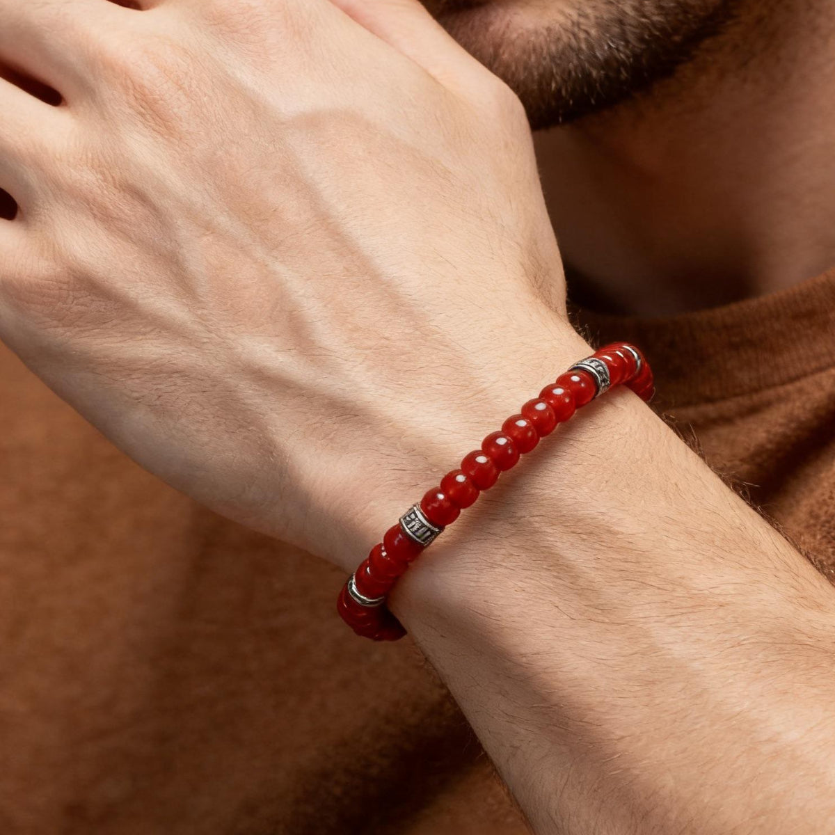 Scarlet Pulse Red Agate Bracelet