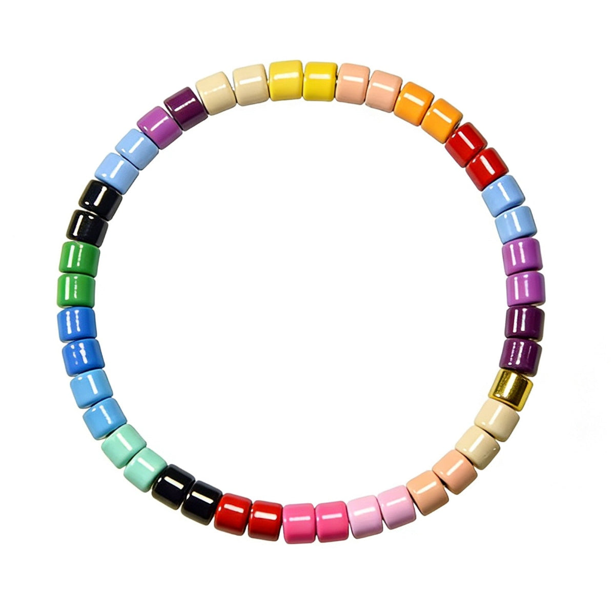 Rainbow Enamel Bead Bracelet
