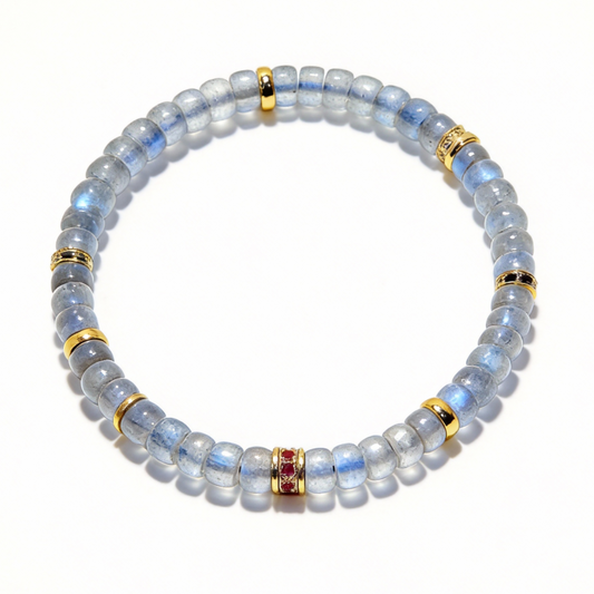 Moonlit Gray Labradorite Disc Bracelet